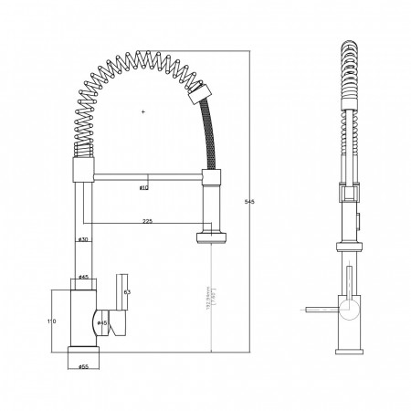Edelstahl Spültischarmatur mit Edelstahl federn Spirale und