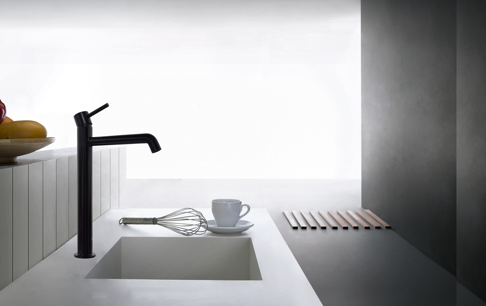 minimalistische Deckmontage waschtischarmatur Edelstahl